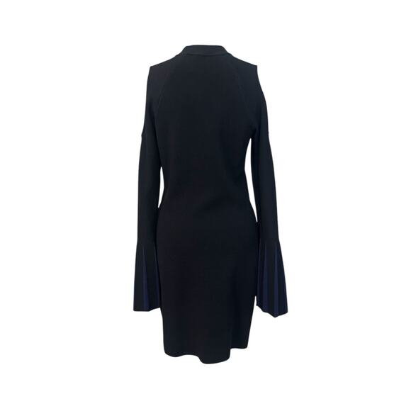 NICHOLAS Sweater Dress size Large Open Shoulder Bell Cuffs Stretch Mini Length - Picture 4 of 9